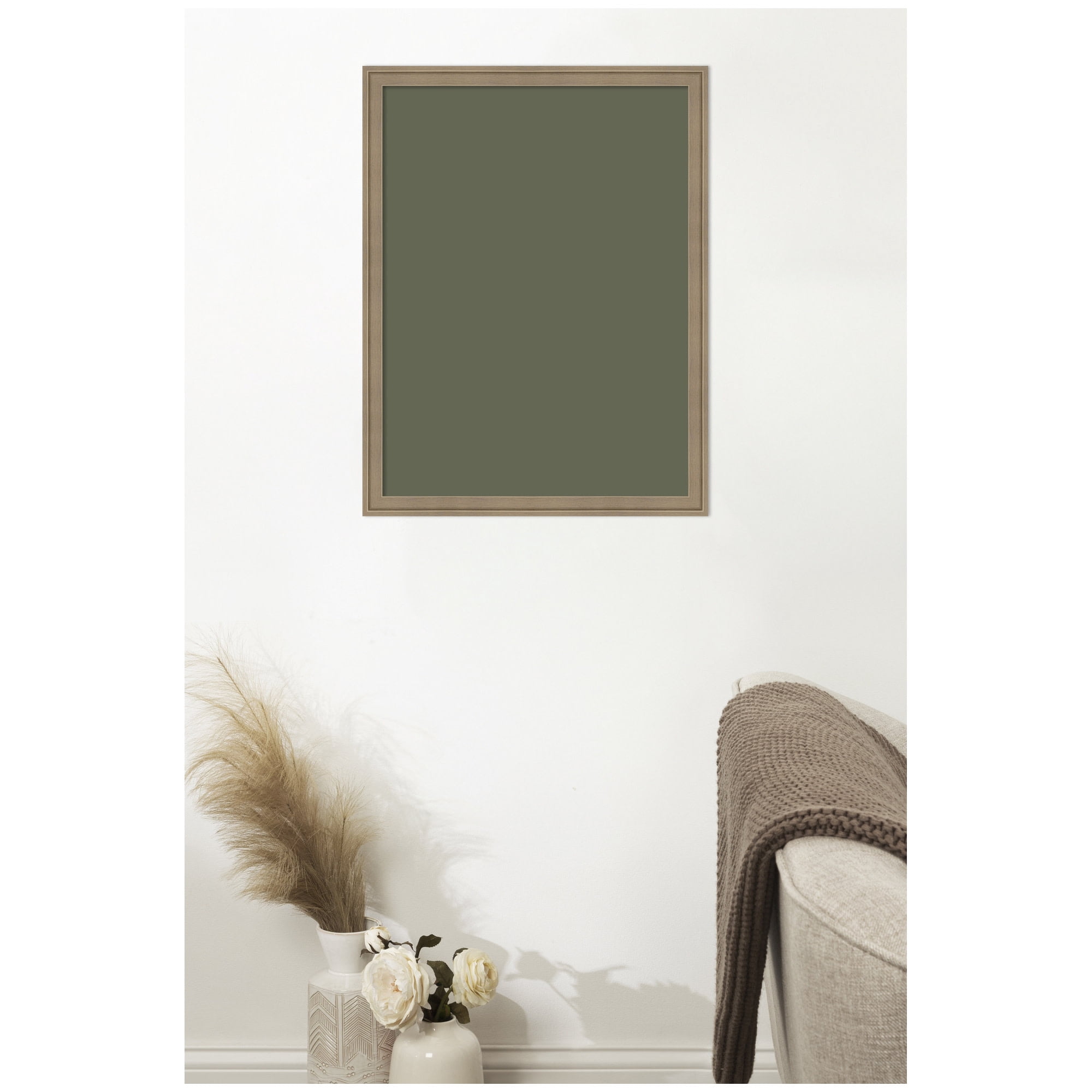 Kate and Laurel Framed Fabric Pinboard 20 x 26,  Printed Linen Classic Bulletin Board for Use as a Vision Board or Wall Organization, Florence Light Brown Frame