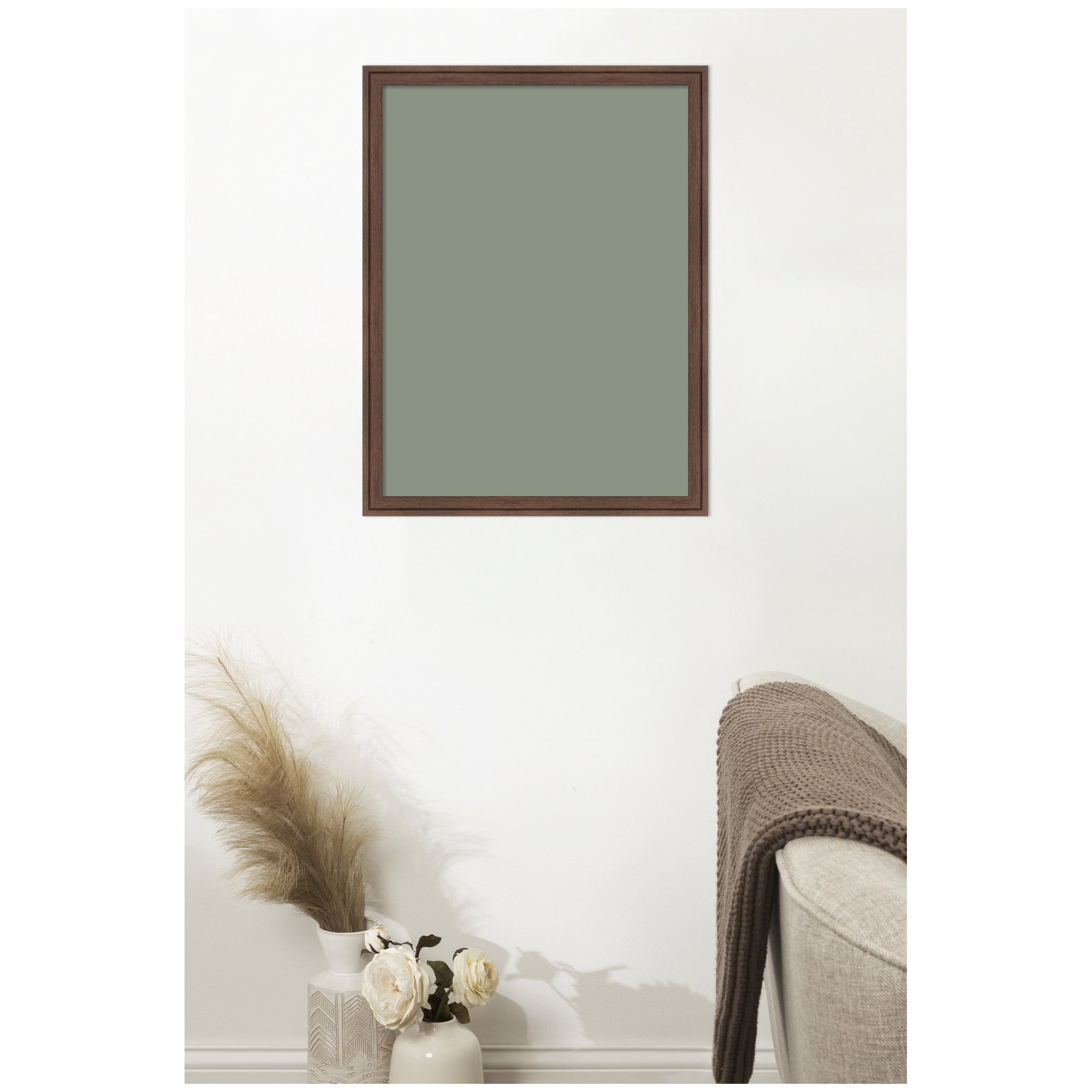 Kate and Laurel Framed Fabric Pinboard 20 x 26,  Printed Linen Classic Bulletin Board for Use as a Vision Board or Wall Organization, Florence Medium Brown Frame