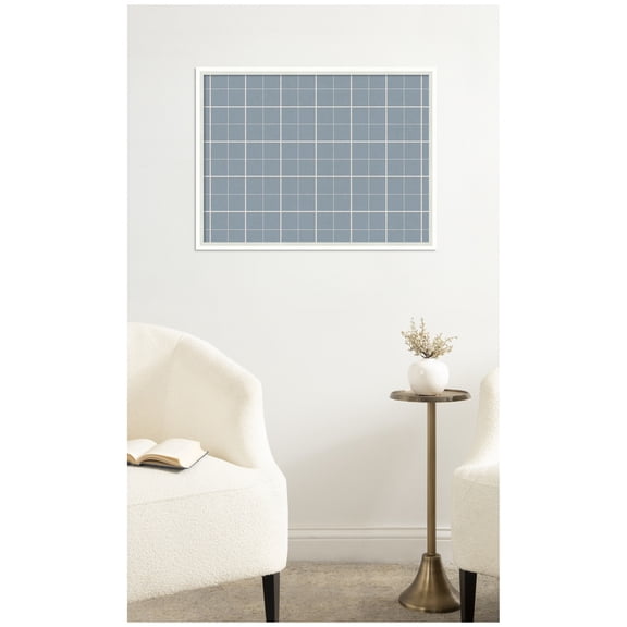 Kate and Laurel Framed Fabric Pinboard 25 x 19, Light Blue Plaid Printed Linen Modern Bulletin Board for Use as a Vision Board or Wall Organization, Lucie White Frame