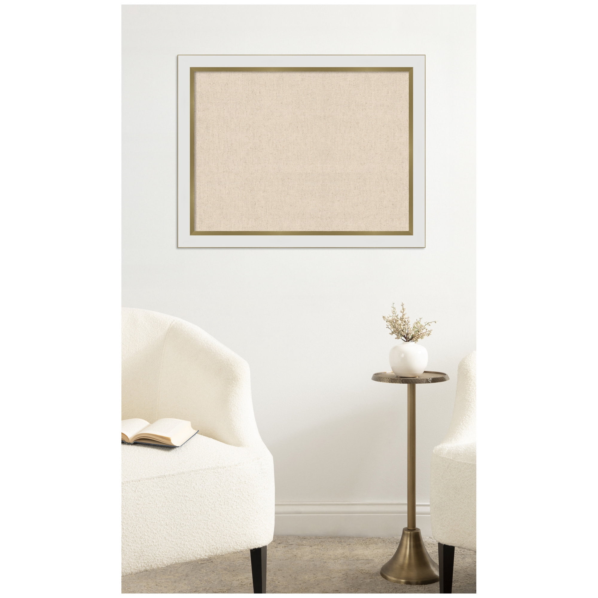 Kate and Laurel Framed Fabric Pinboard 27 x 21, Neutral Weave Printed ...