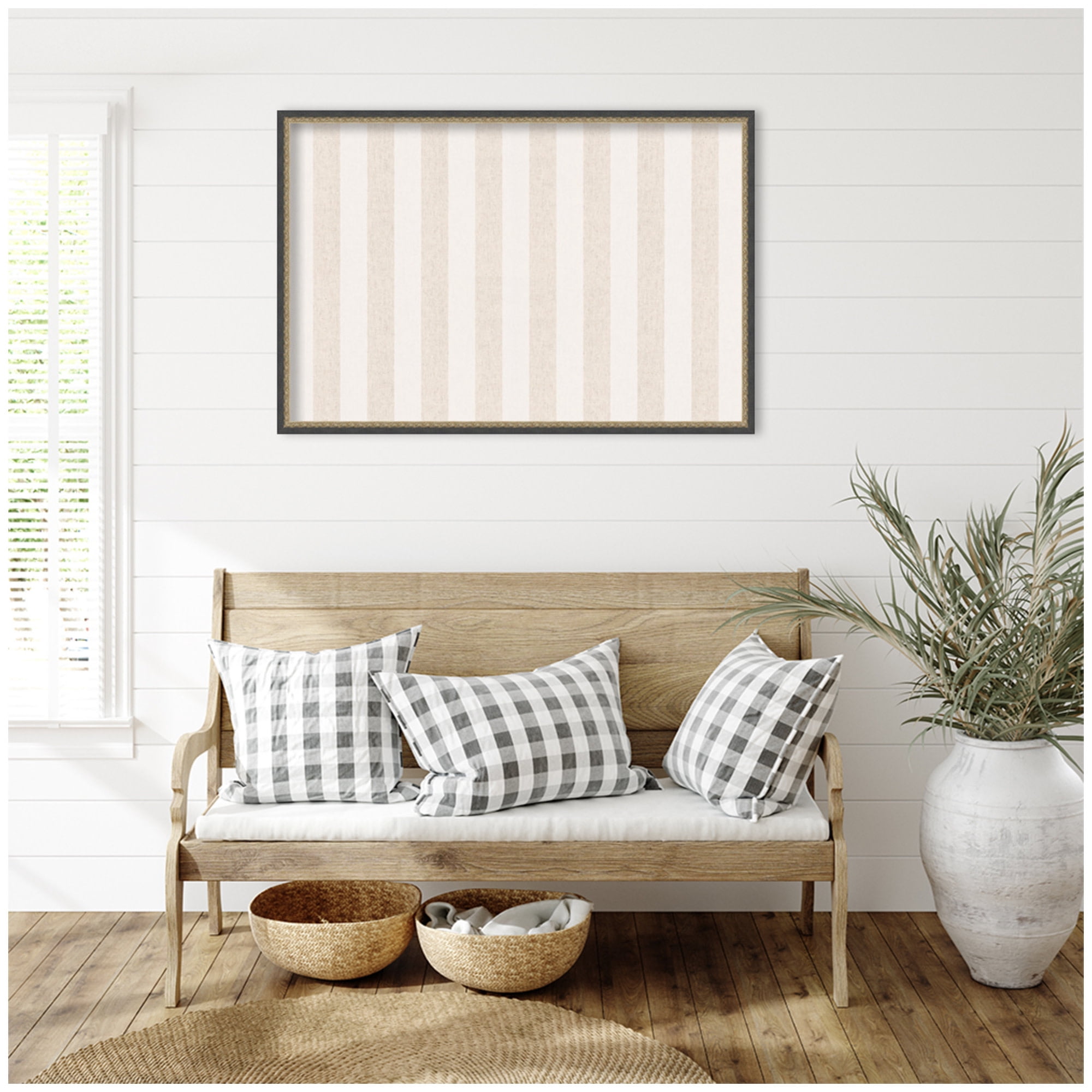 Kate and Laurel Framed Fabric Pinboard 37 x 25,  Printed Linen Decorative Bulletin Board for Use as a Vision Board or Wall Organization, Matinee Black Bronze Frame