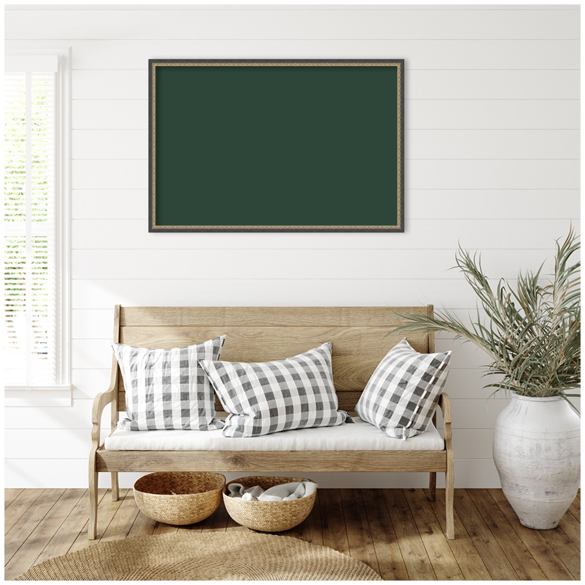 Kate and Laurel Framed Fabric Pinboard 37 x 25,  Printed Linen Decorative Bulletin Board for Use as a Vision Board or Wall Organization, Matinee Black Bronze Frame