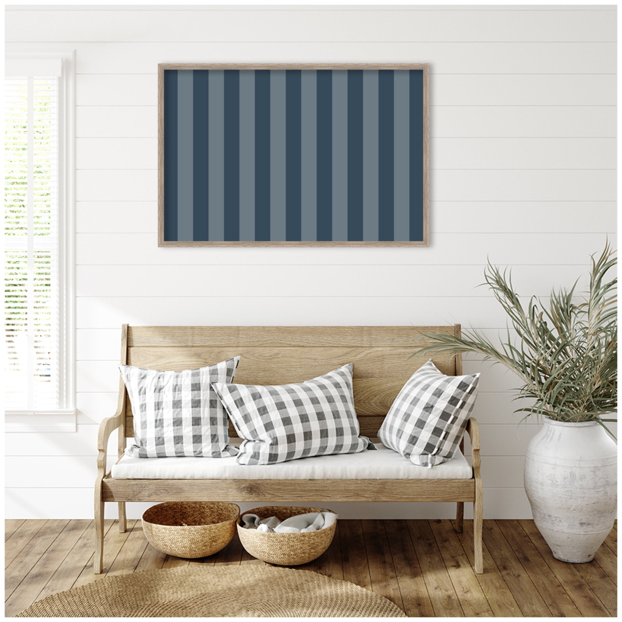 Kate and Laurel Framed Fabric Pinboard 37 x 25,  Printed Linen Rustic Farmhouse Bulletin Board for Use as a Vision Board or Wall Organization, Hardwood Wedge White Wash Frame