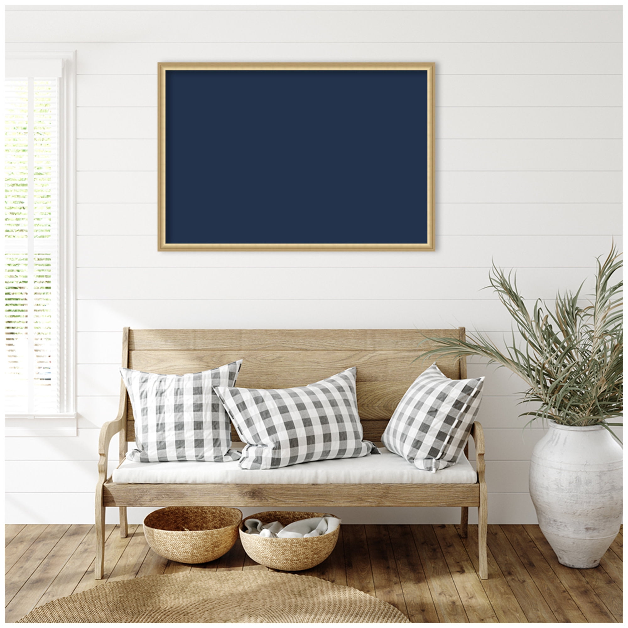 Kate and Laurel Framed Fabric Pinboard 38 x 26,  Printed Linen Classic Bulletin Board for Use as a Vision Board or Wall Organization, Florence Gold Frame
