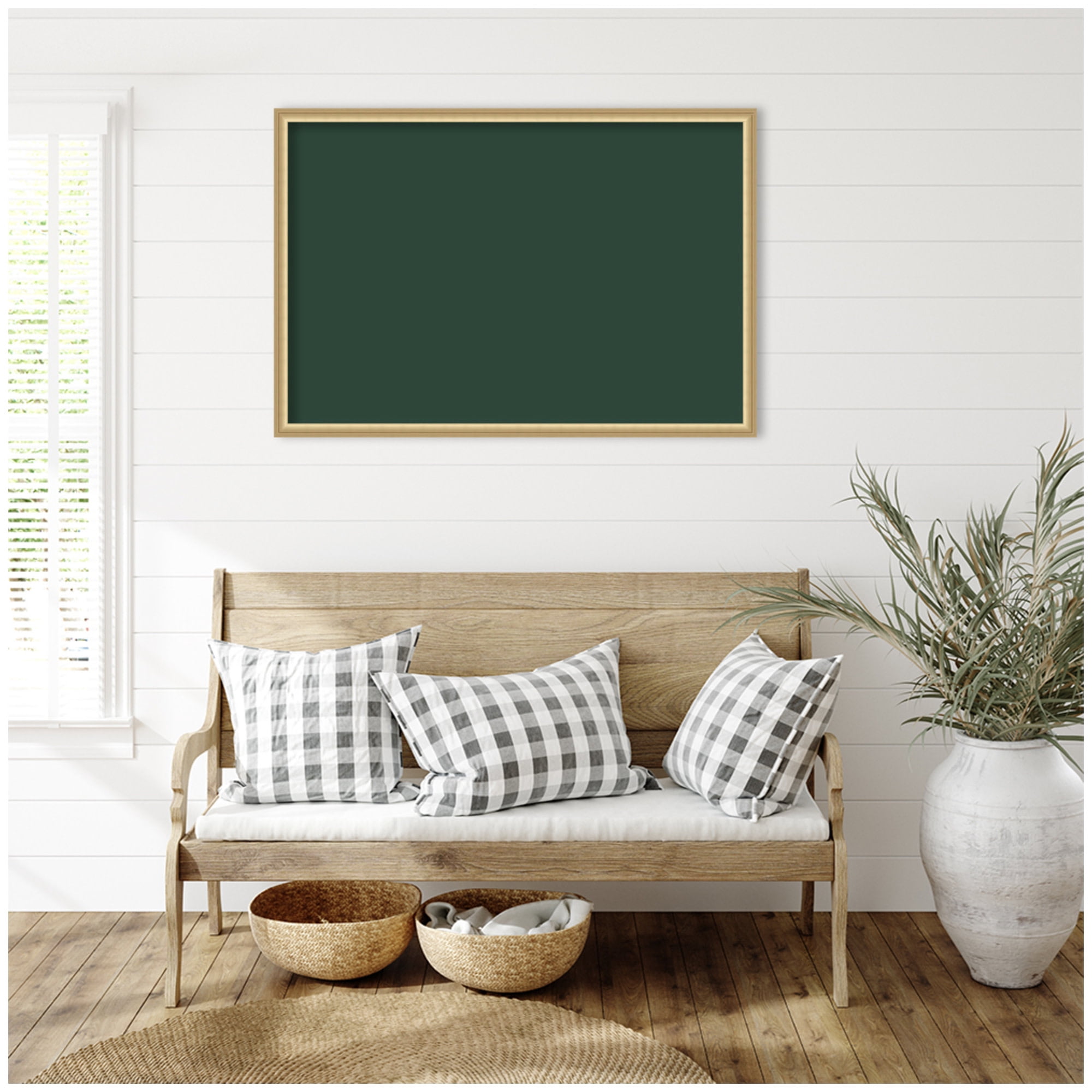 Kate and Laurel Framed Fabric Pinboard 38 x 26,  Printed Linen Classic Bulletin Board for Use as a Vision Board or Wall Organization, Florence Gold Frame