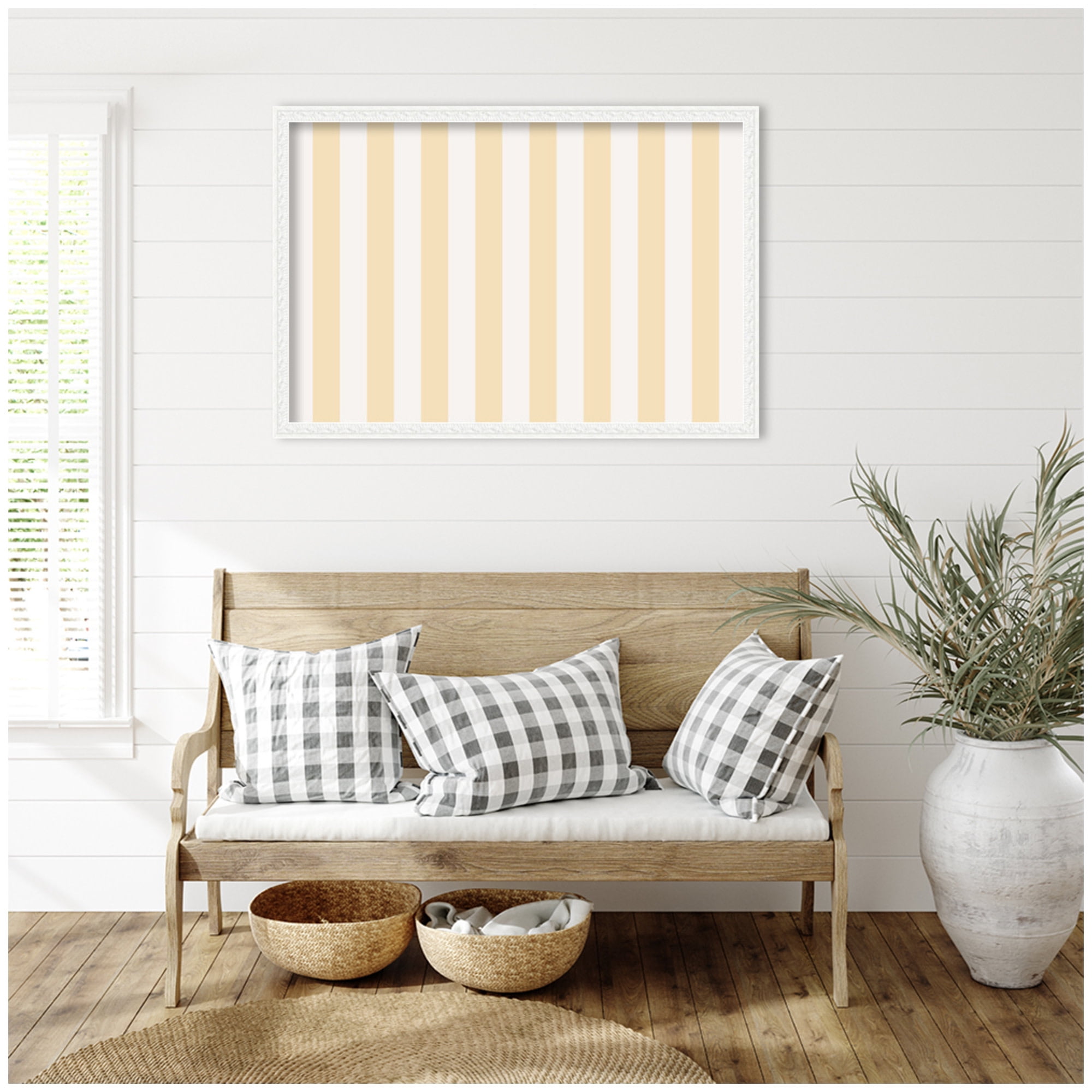 Kate and Laurel Framed Fabric Pinboard 38 x 26,  Printed Linen Decorative Bulletin Board for Use as a Vision Board or Wall Organization, Bethany White Frame