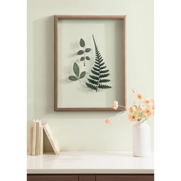 Kate and Laurel Framed Printed Glass Wall Art Print Natural Charm Pressed Botanicals 1 by Stephanie Klatt, 18 x 24, Blake Gold Frame, Modern Contemporary, Art for Wall Decor