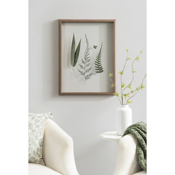 Kate and Laurel Framed Printed Glass Wall Art Print Natural Charm Pressed Botanicals 2 by Stephanie Klatt, 18 x 24, Blake Gold Frame, Modern Contemporary, Art for Wall Decor