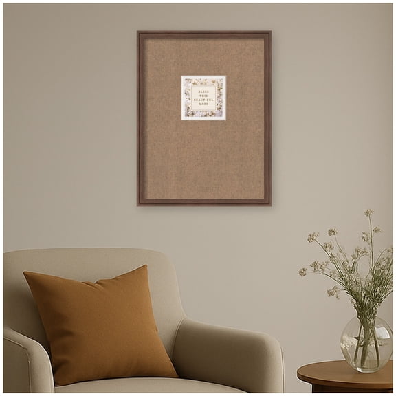 Kate and Laurel Framed Wall Art Print Bless This Beautiful Mess Faux Mat by The Creative Bunch Studio, 20 x 26, Florence Medium Brown Frame, Rustic Farmhouse, Typography Art for Wall Decor