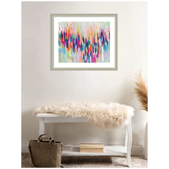 Kate and Laurel Framed Wall Art Print 'Brushstroke 154 Horizontal' by Ettavee , 26 x 22, Florence Silver Frame, Modern Contemporary, Abstract Art for Wall Decor