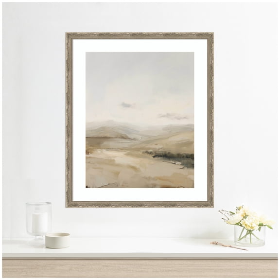 Kate and Laurel Framed Wall Art Print Fading Fields I by Amy Lighthall, 22 x 26, Mila Dark Silver Frame, Modern Contemporary, Abstract Art for Wall Decor