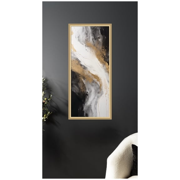 Kate and Laurel Framed Wall Art Print Luxe Drift Modern Elegant Abstract by The Creative Bunch Studio, 19 x 42, Florence Gold Frame, Modern Contemporary, Abstract Art for Wall Decor