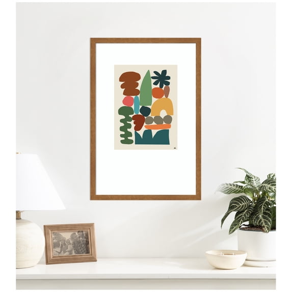 Kate and Laurel Framed Wall Art Print Night Chords 1 by Kelly Knaga, 17 x 25, Carlisle Blonde Narrow Frame, Modern Contemporary, Abstract Art for Wall Decor