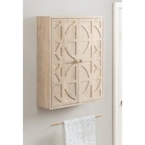 Kate and Laurel Galliene Traditional Mango Wood Two-Door Floating Bathroom Cabinet, 22 x 7 x 28, Whitewash, Over the Toilet Storage Cabinet for Use as Bathroom Storage or Entryway Decor and Display