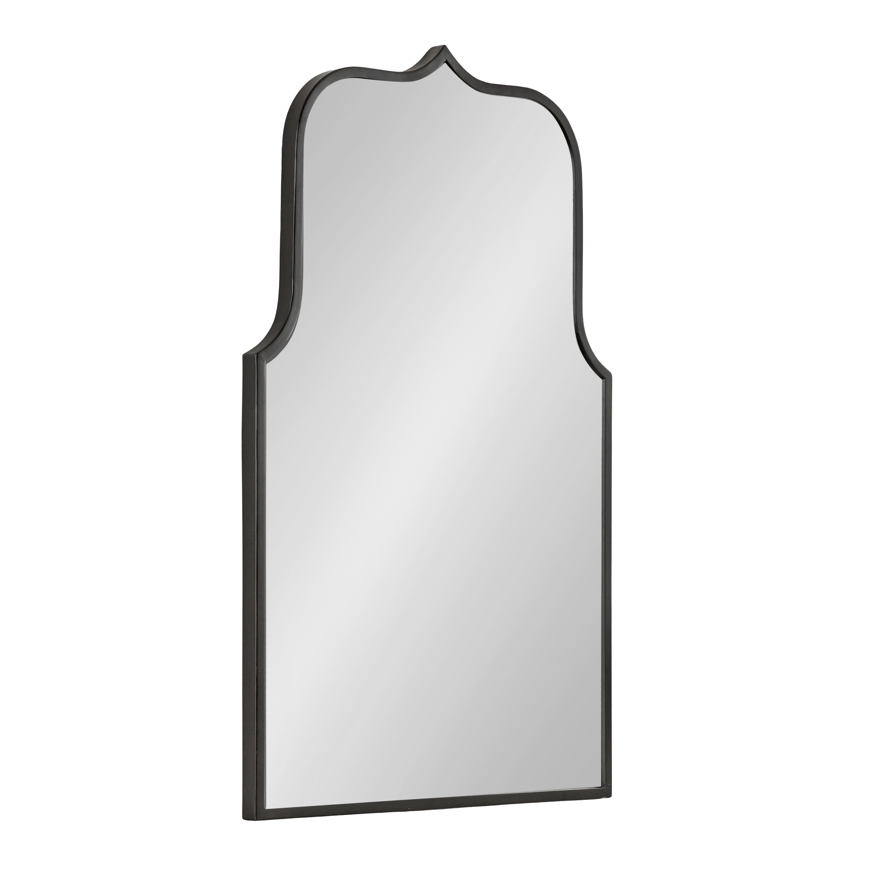 Gezella 22"x36" Black Scalloped Arched Wall Mirror