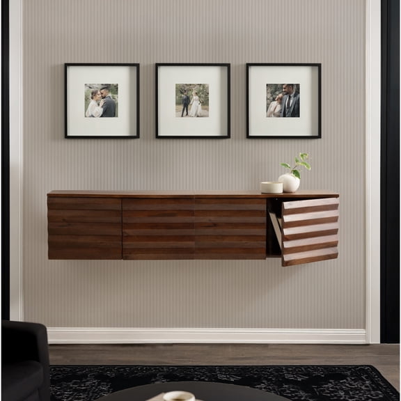 Kate and Laurel Gibson Modern Wall Picture Frame Set of 3, 16x16 matted to 8x8, Black, Three-Piece Frame Set for Gallery Wall Frame Set in Living Room Wall Décor