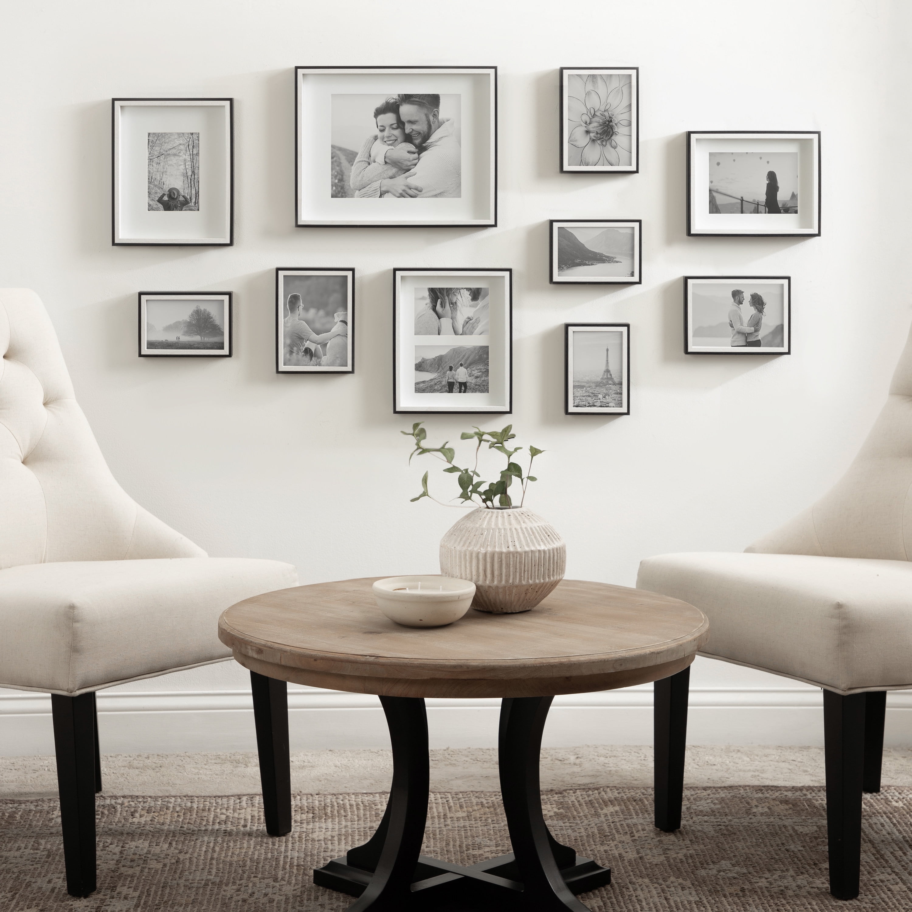 Gibson White and Black Wall Photo Frame Set, 10-Piece
