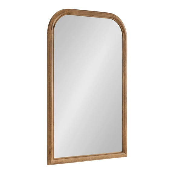 Kate and Laurel Glenby Transitional Arch Wall Mirror, 24 x 36, Rustic Brown, Wooden Farmhouse Arched Bathroom Mirror with Rounded and Stepped Frame Profile