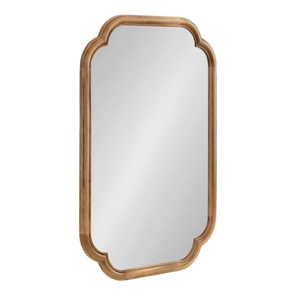 Kate and Laurel Glenby Transitional Scalloped Wall Mirror, 24 x 36, Rustic Brown, Wooden Farmhouse Bathroom Mirror with Rounded and Stepped Frame Profile