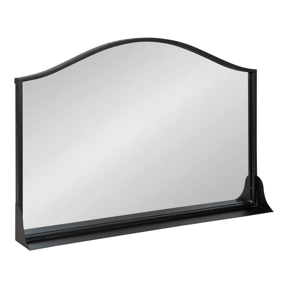 Kate and Laurel Gramera Traditional Scalloped Wide Arched Wall Mirror with Ledge, 32 x 22, Black, Decorative Glam Arch Mirror with Display Ledge and Sleek Finish