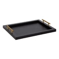 thumbnail image 1 of Kate and Laurel Halsey Rectangle Decorative Wooden Tray with Polished Metal Handles, 17 x 13, Black and Gold, Modern Glam Wood Rectangular Serving Tray for Display or Decoration, 1 of 9