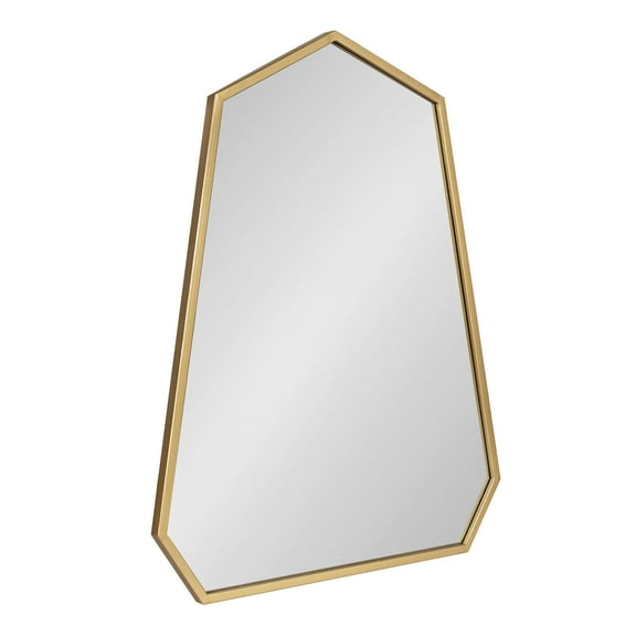 Kate and Laurel Hammell Midcentury Framed Wall Mirror, 23 x 30, Gold, Decorative Modern Oversized Diamond-Inspired Geometric Heptagon Shaped Mirror for Wall