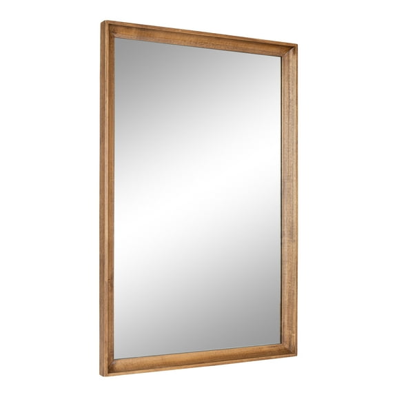 Kate and Laurel Hatherleigh Modern Farmhouse Rectangle Wooden Wall Mirror, 24 x 36, Rustic Brown, Decorative Wood Rectangular Mirror for Use in Bathroom, Entryway, or Bedroom