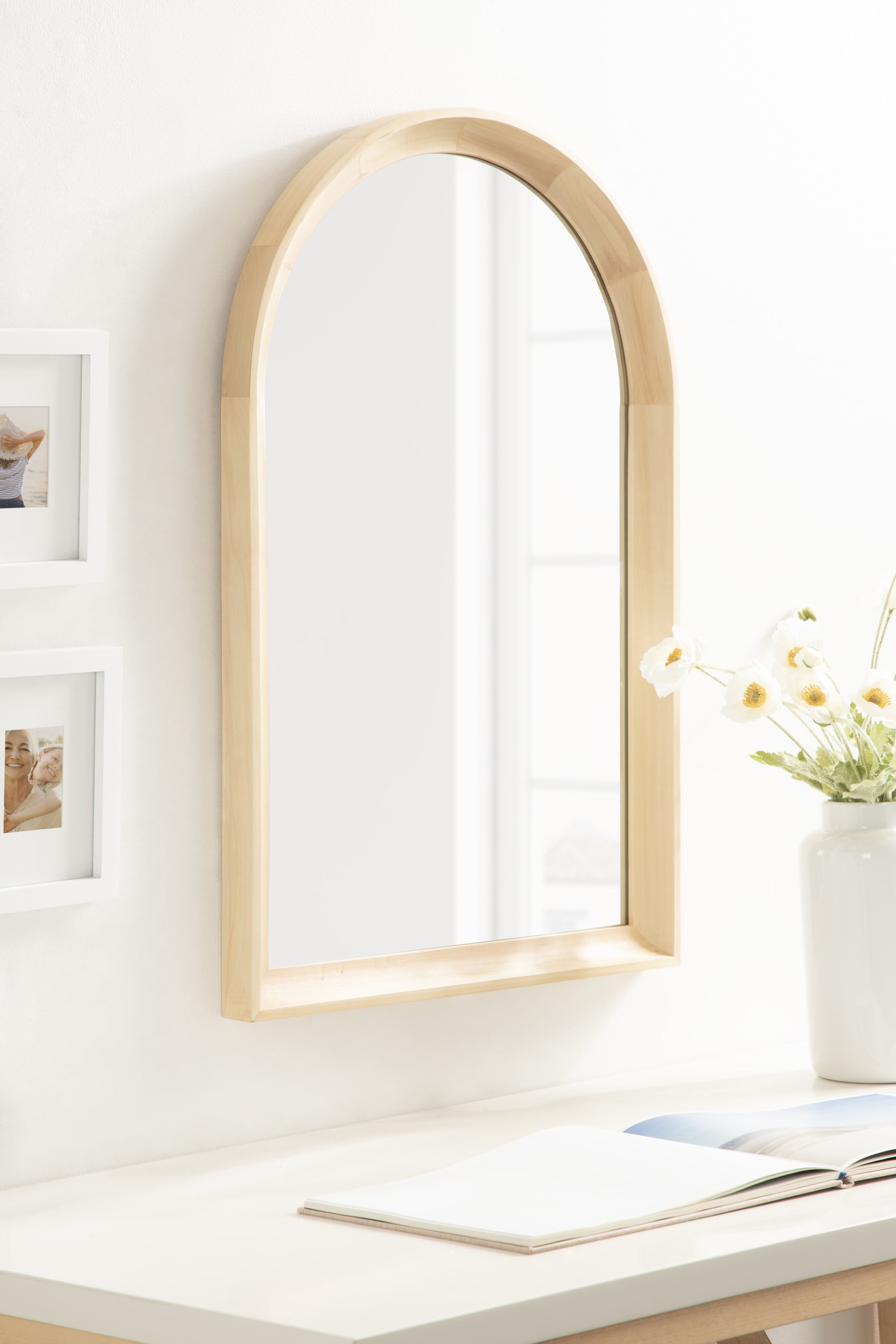 Natural Wood Arched Wall Mirror 20 x 30