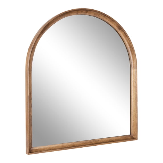 Kate and Laurel Hatherleigh Modern Transitional Arched Wooden Wall Mirror, 32 x 36, Rustic Brown, Decorative Wood Wide Arch Mirror for Use in Bathroom, Entryway, or Bedroom