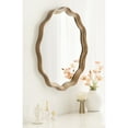 thumbnail image 1 of Kate and Laurel Hatherleigh Transitional Round Wooden Wall Mirror, 28 Inch Diameter, Gold, Modern Scalloped Wavy Wood Circle Mirror for Use in Bathroom, Entryway, or Bedroom, 1 of 9