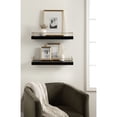 thumbnail image 1 of Kate and Laurel Havina Modern Natural Floating Shelves with Rail, Set of 2, 24 x 8, Black and Gold, Functional Nursery Book Shelves or Bathroom Shelf Decor for Over Toilet Storage and Display, 1 of 8