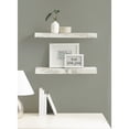 thumbnail image 1 of Kate and Laurel Havlock Modern Faux Marble Floating Shelves, Set of 2, 22 x 6, White, Transitional Functional Bathroom and Kitchen Shelves for Dorm Storage or Apartment Decor, 1 of 9