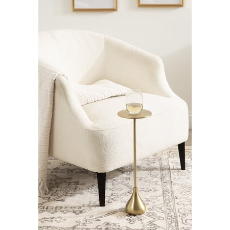 Kate and Laurel Hersi Decorative Modern Pedestal Drink Table, 7 x 7 x 20, Gold, Cast Aluminum Mini Table with Teardrop Base for Use as Small Plant Stand or Living Room Martini Table