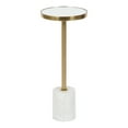 thumbnail image 1 of Kate and Laurel Hescott Modern Mirrored Drink Table, 10 x 10 x 24, White Marble and Gold, Glam Round Accent Table with Premium Marble Base and Mirror Tabletop, 1 of 6