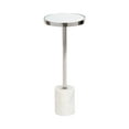 thumbnail image 1 of Kate and Laurel Hescott Modern Mirrored Drink Table, 10 x 10 x 24, White Marble and Silver, Glam Round Accent Table with Premium Marble Base and Mirror Tabletop, 1 of 6