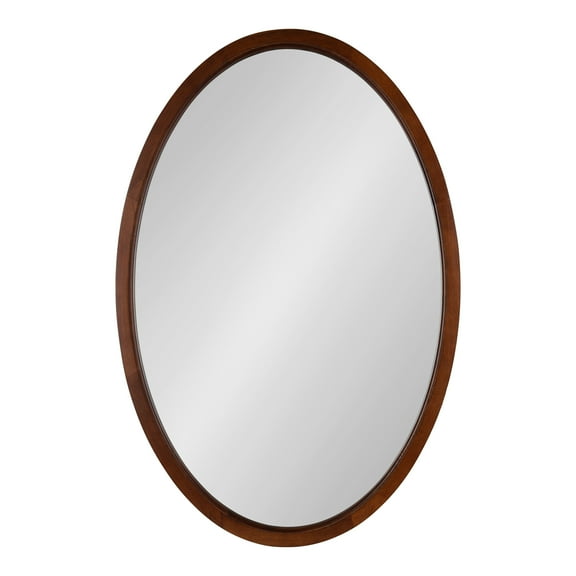 Kate and Laurel Hogan Farmhouse Oval Framed Wall Mirror, 24 x 36, Dark Walnut, Decorative Traditional Wood Mirror with Soft Curvature and Modern Oval Shape
