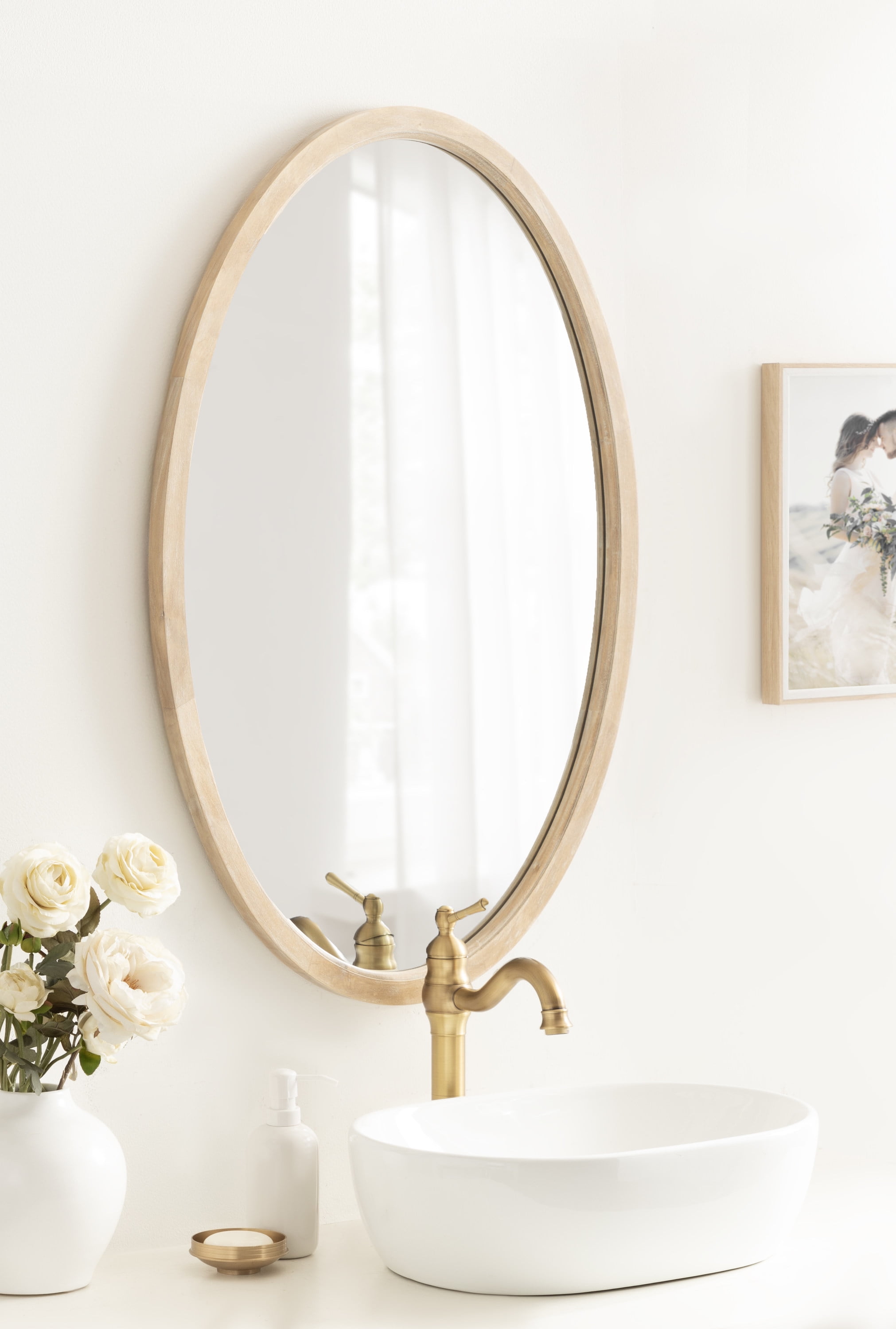 Hogan Natural Wood Oval Wall Mirror 24" x 36"