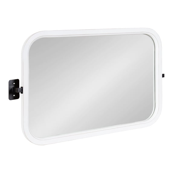 Kate and Laurel Hogan Wood Radius Rectangle Pivot Mirror, 20 x 30, White, Decorative Adjustable Transitional Mirror for Wall with Rectangular Mango Wood Frame