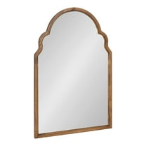 Kate and Laurel Hogan Wooden Arched Wall Mirror, 20 x 30, Rustic Brown, Vintage Farmhouse Moroccan Arch Wood Mirror with Unique Scalloped Corners and Modern Shape