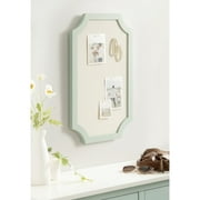 Kate and Laurel Holbrook Modern Framed Scallop Fabric Pinboard, 15 x 24, Green, Transitional Scalloped Bulletin Board for Use as Vision Board or Wall Organization