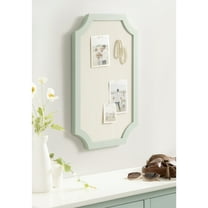 Kate and Laurel Holbrook Modern Framed Scallop Fabric Pinboard, 15 x 24, Green, Transitional Scalloped Bulletin Board for Use as Vision Board or Wall Organization