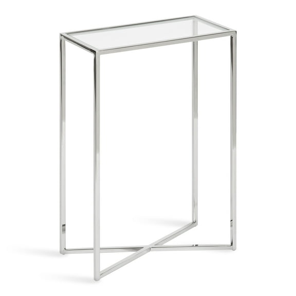 Kate and Laurel Jaspur Modern Slim End Table, 16 x 8 x 24, Silver, Decorative Glam Side Table for Use as Narrow Bedroom Nightstand or Living Room Accent