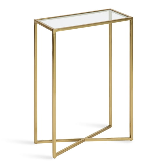 Kate and Laurel Jaspur Modern Slim Side Table, 16 x 8 x 24, Gold, Decorative Glam End Table for Use as Narrow Bedroom Nightstand or Living Room Accent