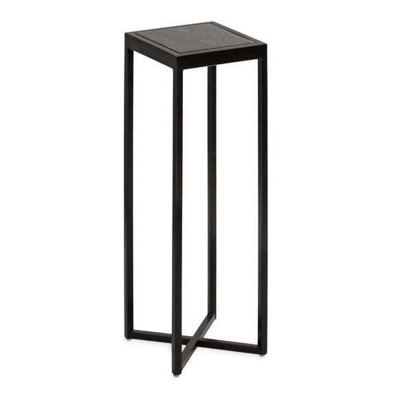 Kate and Laurel Jaspur Modern Square Drink Table, 7 x 7 x 21, Black and Black Marble, Decorative Contemporary Accent Table for Stylish Display and Storage