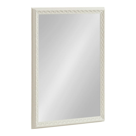 Kate and Laurel Johann Traditional Rectangle Wall Mirror, 18 x 24, Soft White, Vintage Ornate Bathroom Vanity Mirror with Embossed Frame and Light Textured Finish