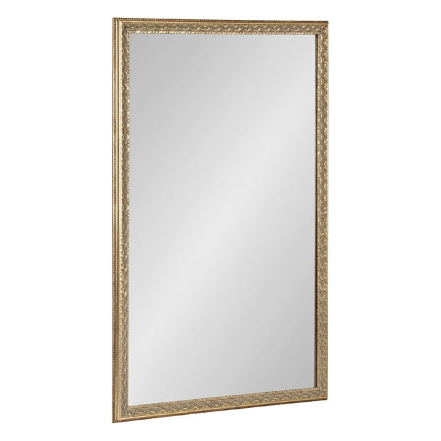Kate and Laurel Johann Traditional Rectangle Wall Mirror, 20 x 30, Antique Gold, Vintage Ornate Bathroom Vanity Mirror with Embossed Frame and Textured Finish