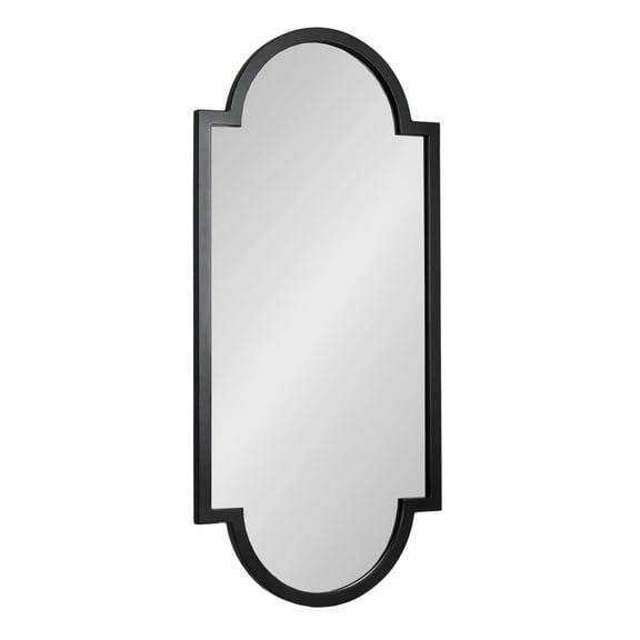 Kate and Laurel Jovie Modern Panel Wall Mirror, 20 x 42, Black, Full-Length Decorative Mirror with Elegant Scalloped Frame for Bedroom or Living Room Wall Accent