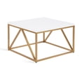 thumbnail image 1 of Kate and Laurel Kaya Modern Glam Coffee Table, 28 x 28 x 18, White and Painted Gold, Square Two-Tone Living Room Table with Geometric Metal Base and Mixed Materials Design, 1 of 7