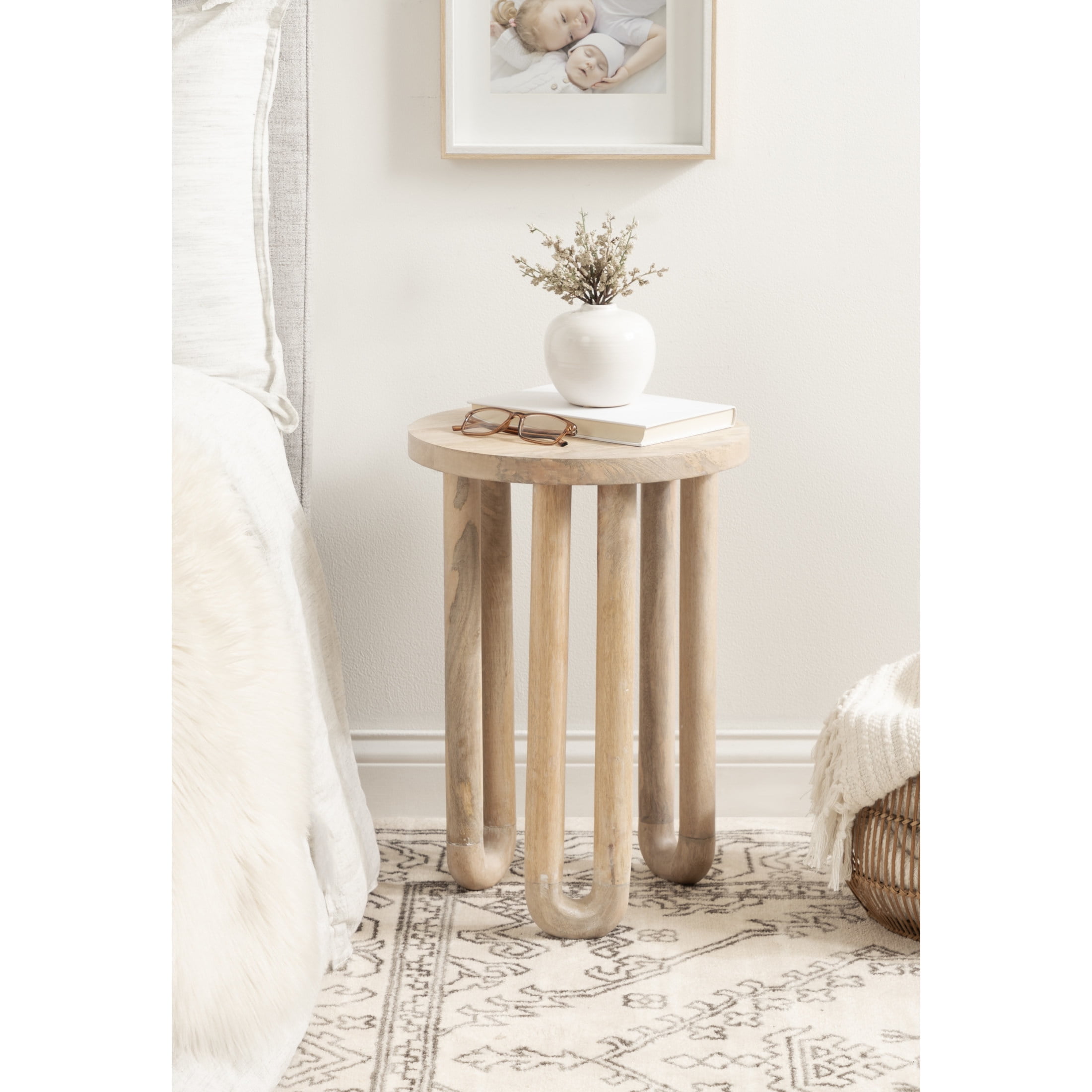 Kate and Laurel Kenzo Modern Wooden Round Side Table, 14 x 14 x 20