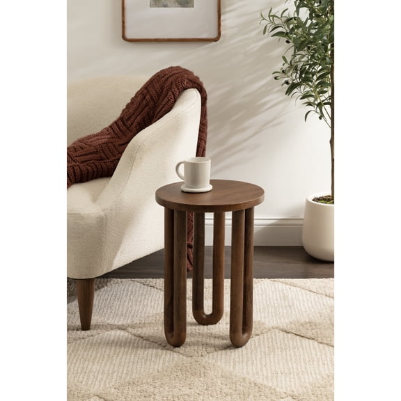 Kate and Laurel Kenzo Modern Wooden Round Side Table, 14 x 14 x 20, Walnut Brown, Transitional Wood End Table for Use as Bedroom Nightstand or Living Room Accent Table